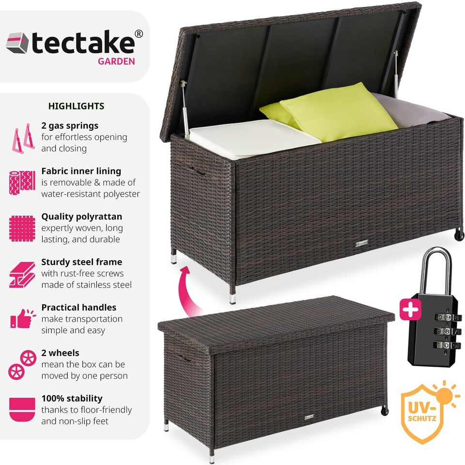 image 1 of Storage Box Kiruna - rattan garden furniture cushion storage 120 x 55 x 61.5 cm Brown