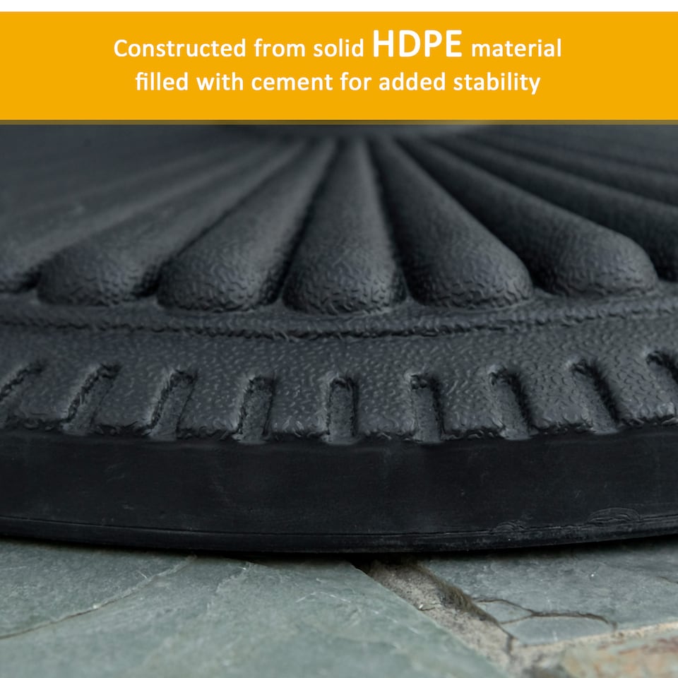 image 1 of Outsunny 14KG Round Garden Parasol Base, Fits 35mm, 38mm, 48mm Pole - Black | Black | Black