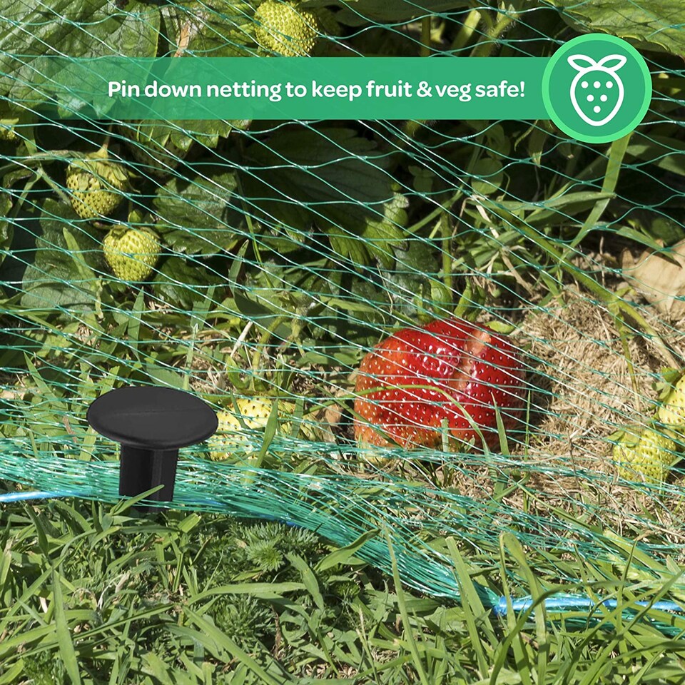 image 1 of Black Plastic Garden Pegs - Anti-Pull Anchors Securing Ground Pegs for Weed Control Fabric