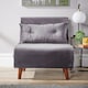 image 9 of Single Sofa Bed Folding Chair Velvet Wooden Legs One Pillow | Grey | One Size