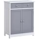 image 1 of kleankin 75x60cm Freestanding Bathroom Storage Cabinet Unit w  2 Drawers Cupboard Adjustable Shelf Metal Handles Traditional Style Grey White