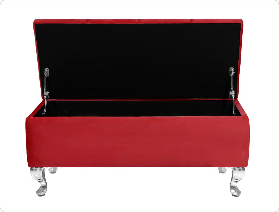 image 1 of Londona 137cm Chesterfield Ottoman Storage Bench - Plush Velvet Shoe Bench - Red Upholstery Footstool with Storage