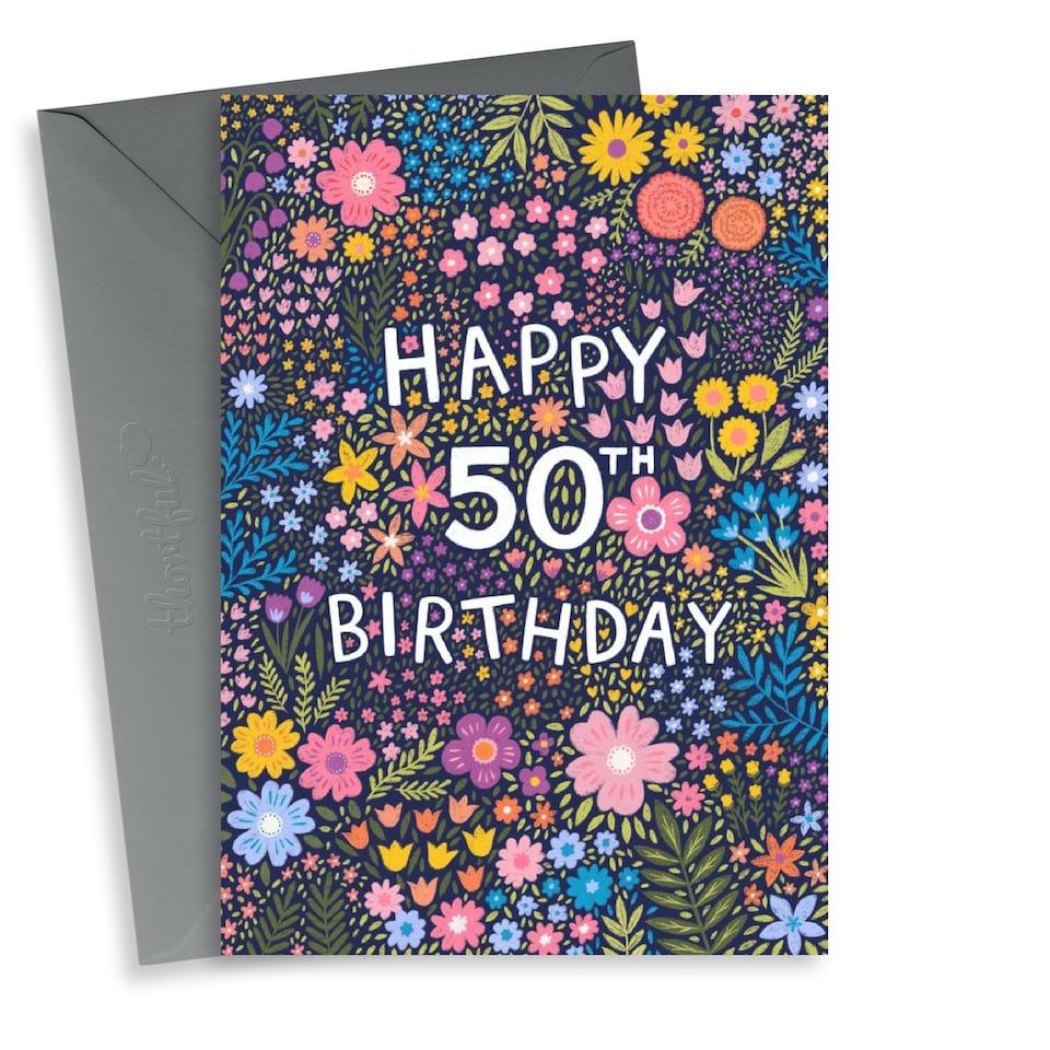 image 1 of Pretty Floral 50th Birthday Card For Her
