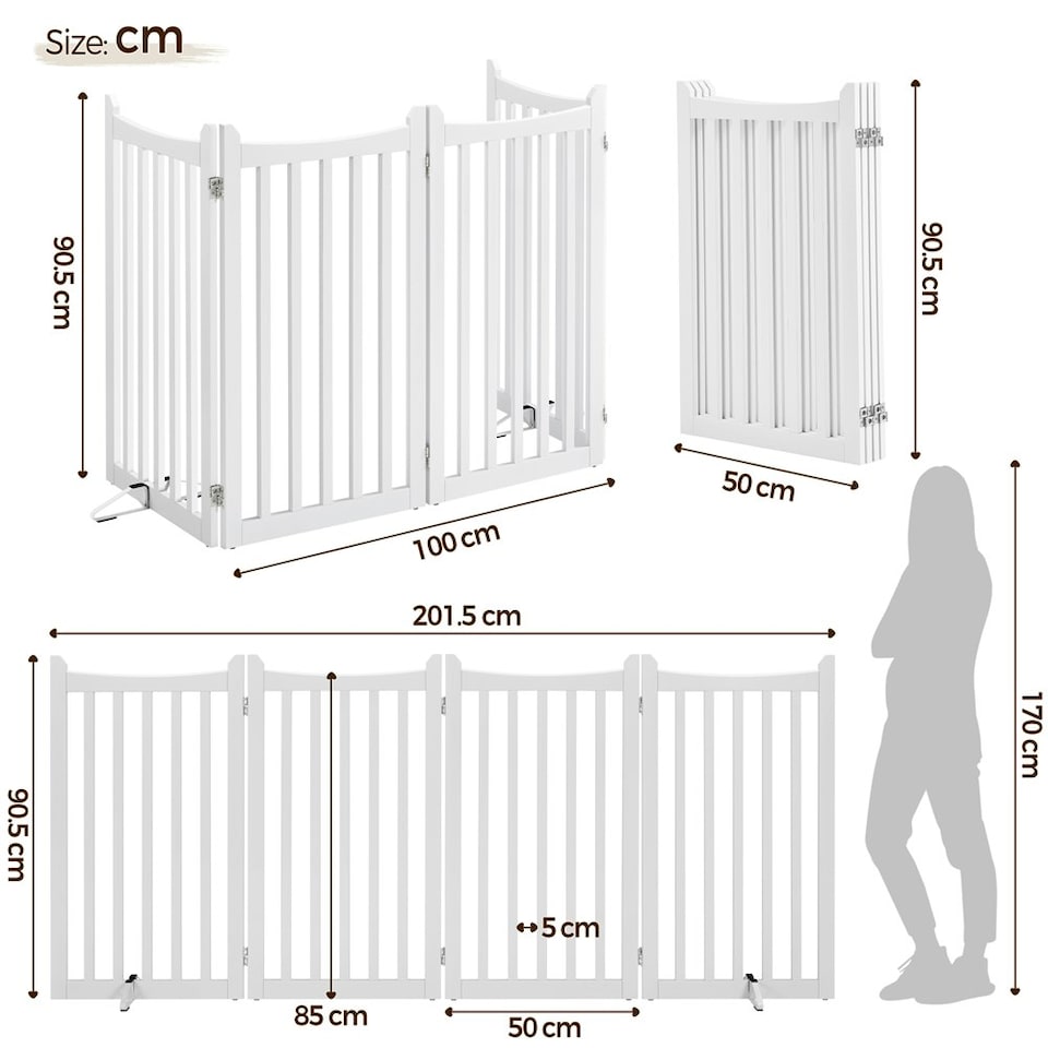 image 1 of Yaheetech 4-Panel Pet Puppy Fence with Two Support Feet, 50 × 90.5 cm | White | Not provided