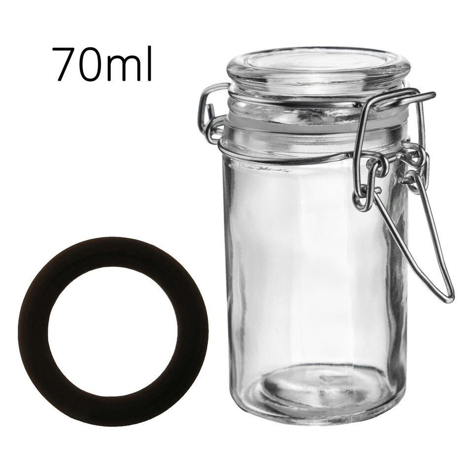 image 1 of Argon Tableware Glass Storage Jar Seals - Small - Black - Pack of 6