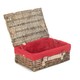 image 1 of 35cm Antique White Wash Split Willow Wicker Picnic Basket with Lining Red | Red | One Size