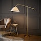 image 2 of ValueLights Layla Brushed Gold Adjustable Floor Lamp and Bulb
