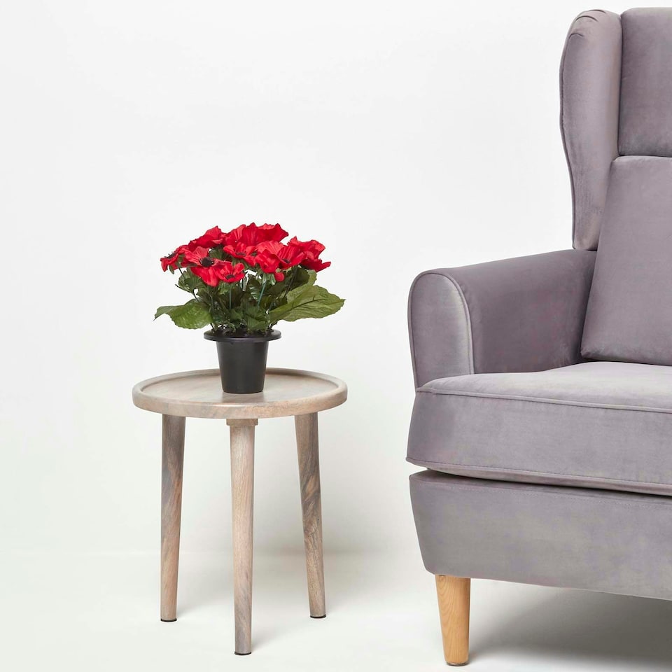 image 1 of Homescapes Artificial Red Poppy Flower Arrangement in Grave Pot