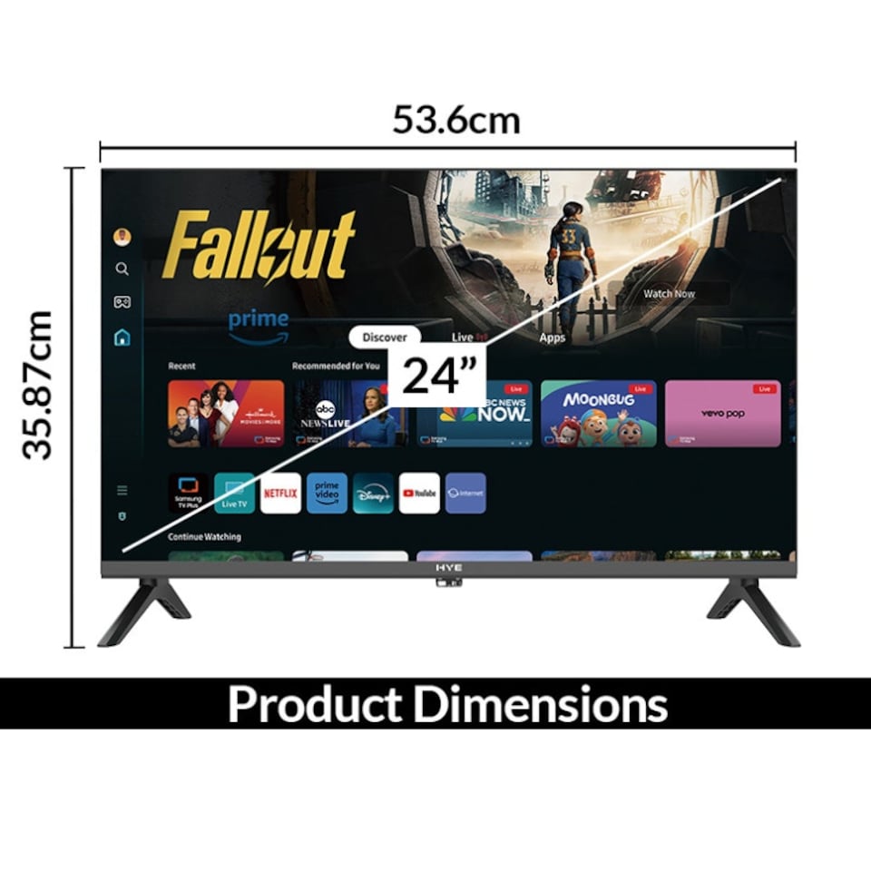 image 1 of HYE 24" HD Ready Tizen OS WiFi Frameless Smart TV - 24HDS1008