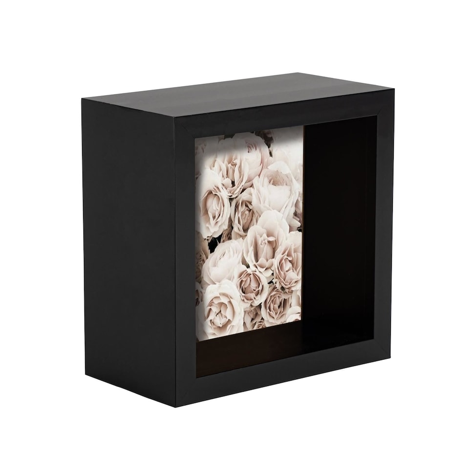 image 1 of Nicola Spring 3D Deep Box Photo Frame - 4 x 4" - Black