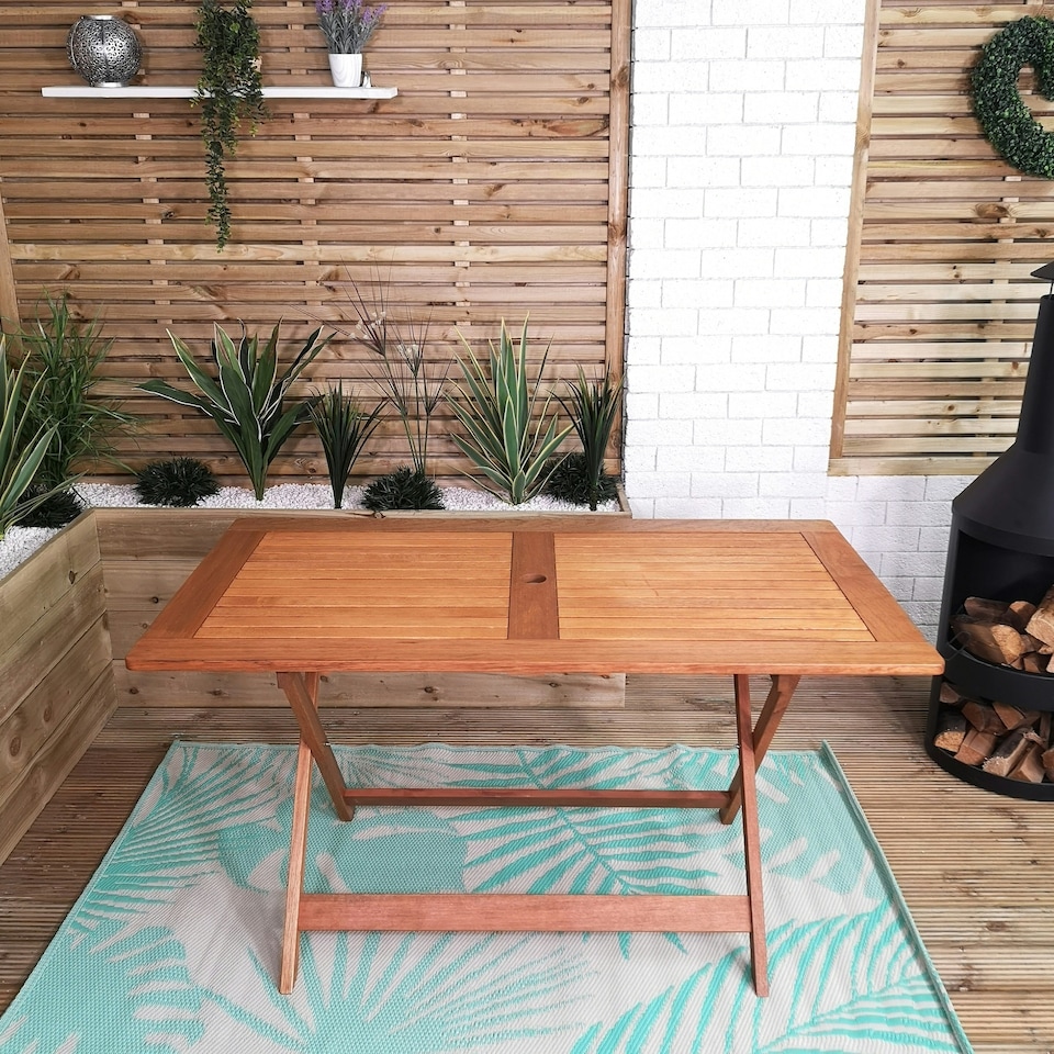 image 1 of Windermere Outdoor 6 Person Folding Rectangular Wooden Table