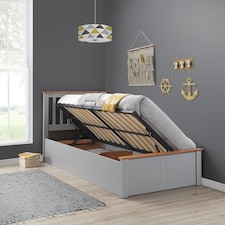 Francis Grey Wooden Ottoman Bed And Quartz 1000 Pocket Sprung Mattress Single | Grey