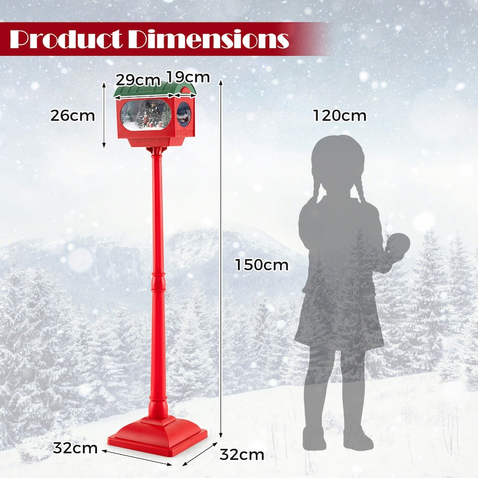 image 1 of COSTWAY Christmas Street Lamp Decoration 150 cm Street Light Red | 5ft