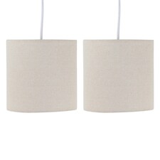 First Choice Lighting Set of 2 Natural Linen 15.5cm Table Lamp Shades Brown
