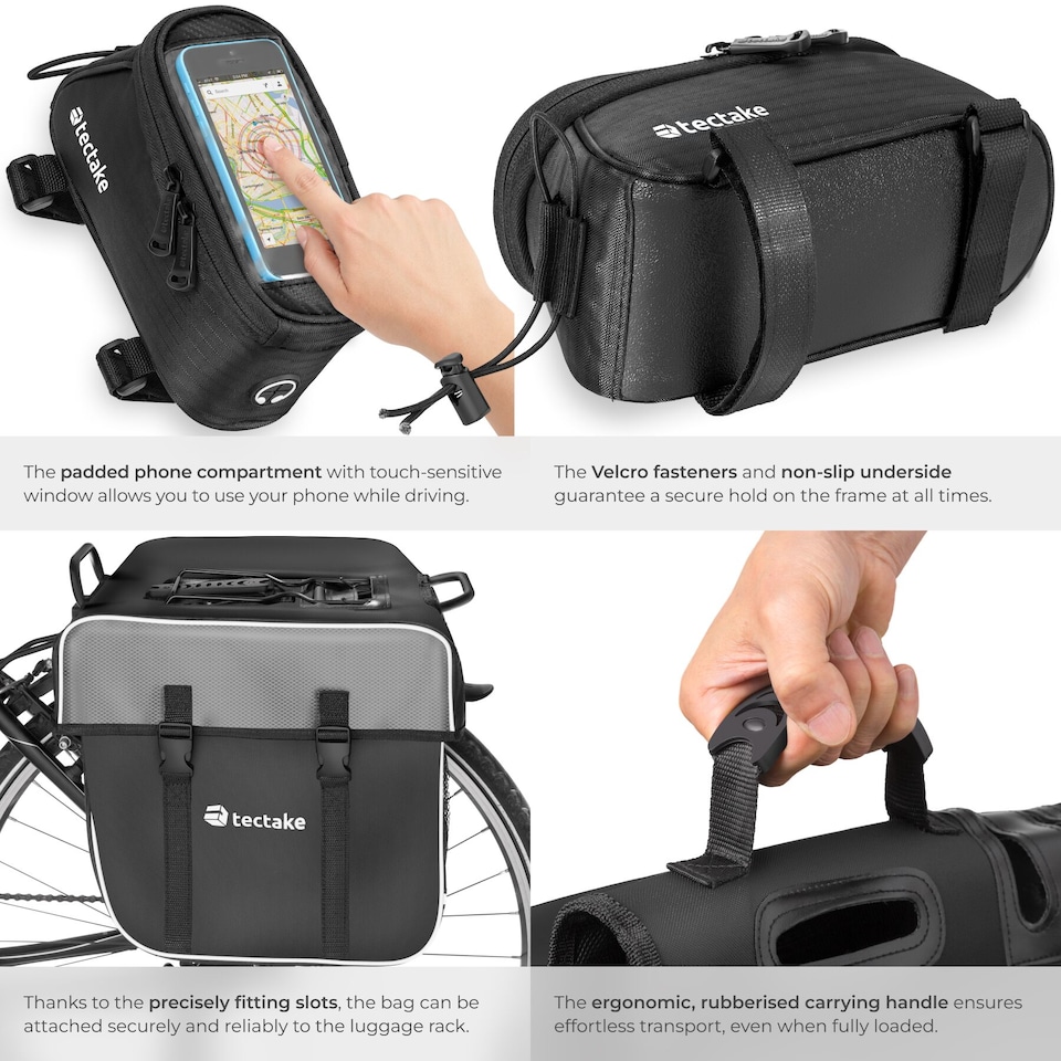 image 1 of Set bicycle bag Georg and frame bag, water-repellent | Black | black | 1.9 L | 1