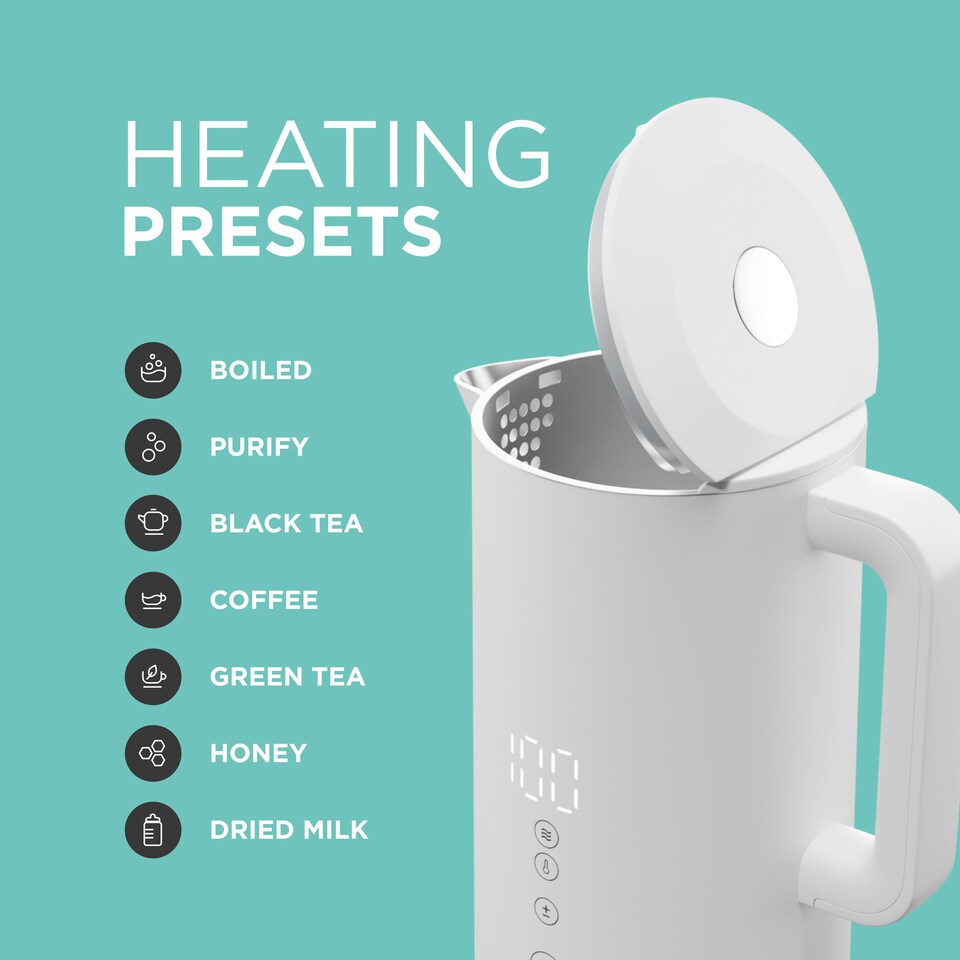 image 1 of 1.5L Smart Kettle, Wi-Fi Touchscreen, App Operated, Voice Control 2200W