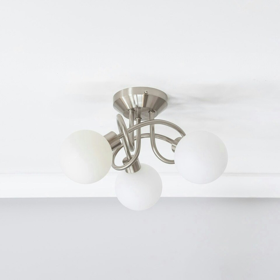 image 1 of ValueLights Velika Chrome 3 Way Opaque Flush Ceiling Light