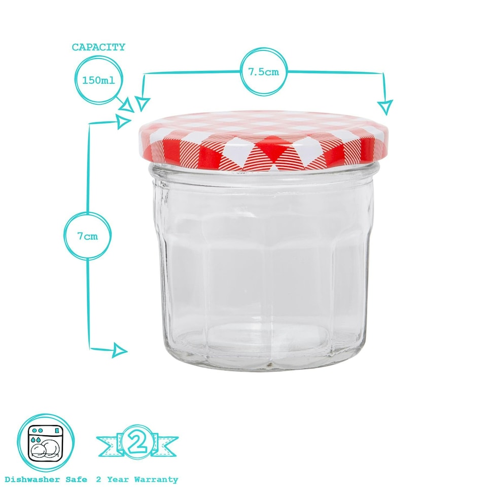 image 1 of Argon Tableware Glass Jam Jars with Lids - 130ml - Pack of 6