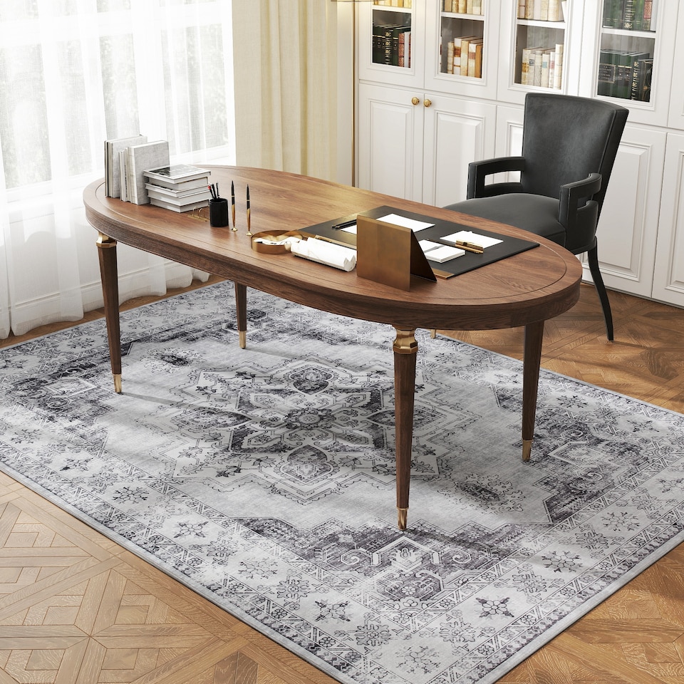 image 1 of HOMCOM Flannel Non-Slip Washable Rug for Living Room, 230 x 160 cm, Grey | Grey