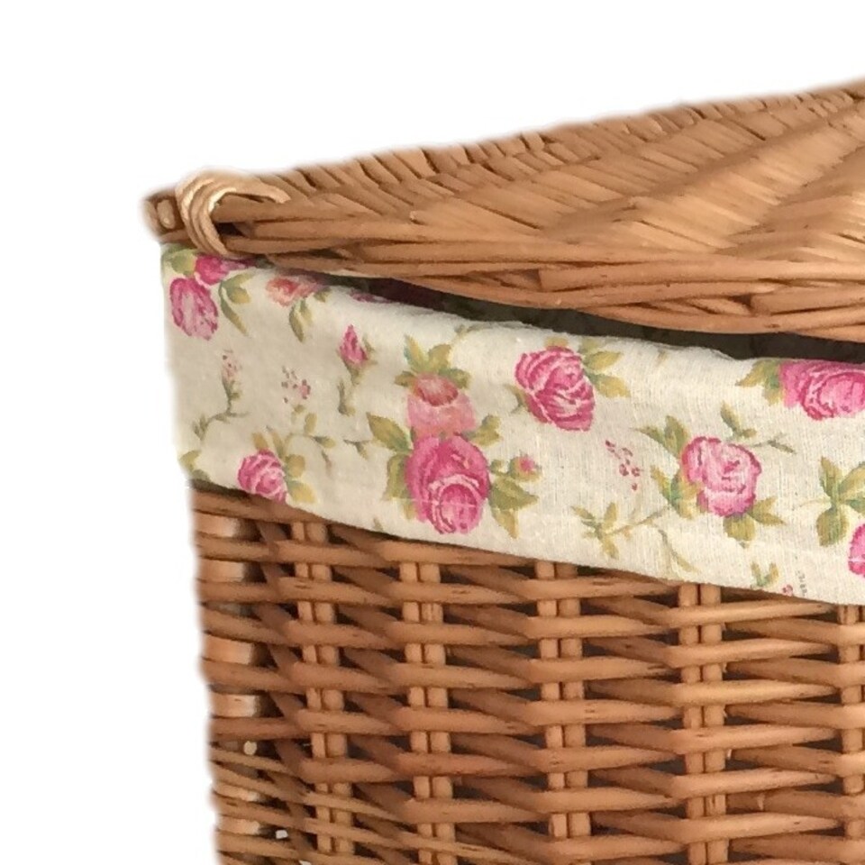 image 1 of Small Light Steamed Corner Laundry Baskets with Garden Rose Lining | Multi | Garden Rose