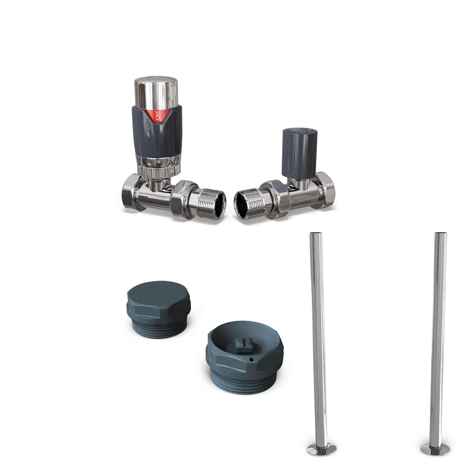image 1 of Talus Flair - Anthracite Thermostatic Radiator Valve & Installation Kit Straight 15mm