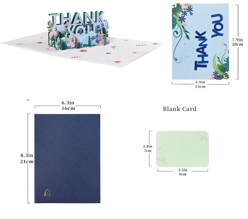 image 1 of Lettering with Floral Blooms 3D Pop Up Thank You Card