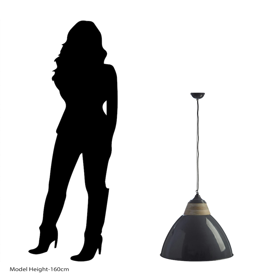 image 1 of Interiors by Premier Grey Extra Large Pendant Light, Scandi Bell-Shaped Industrial Ceiling Lamp, 1m Cord with Matching Rose