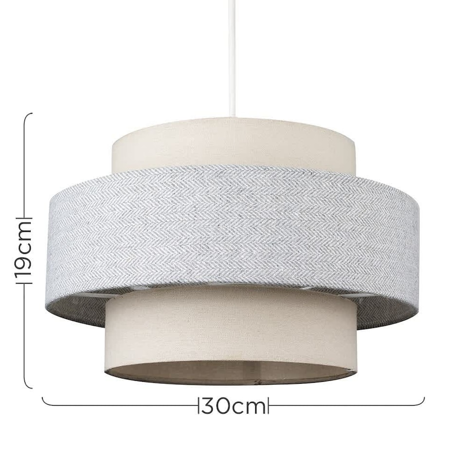 image 1 of ValueLights Pair Weaver Cream & Grey Herringbone Pendant Shade | Grey