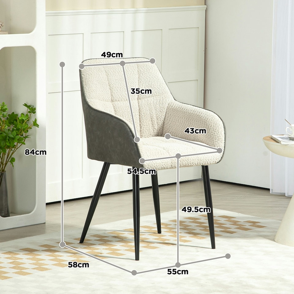 image 1 of HOMCOM Accent Chair w/ Foot Pads and Chenille Fabric Arm Chair, Cream White