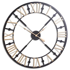 Hill Interiors Skeleton Wall Clock - Black/Gold - One Size