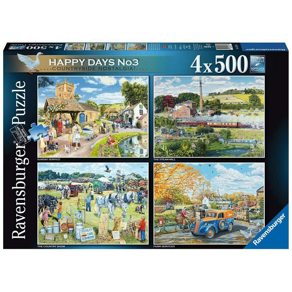 image 1 of Ravensburger Happy Days No.3 Country Nostalgia! 4 x 500 Piece Jigsaw Puzzles