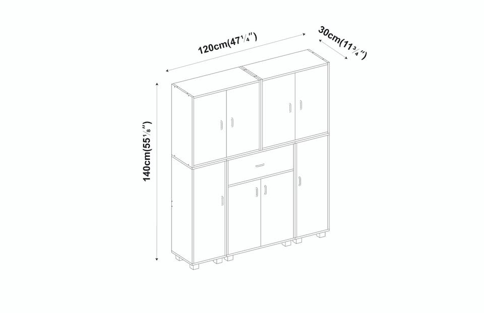 image 1 of Multi-Compartment Cabinet with 8 Doors and 1 Drawer | White | 1