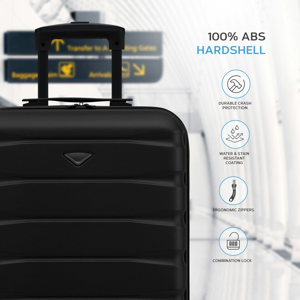 image 1 of 55x40x20cm Ryanair (Priority) TUI, Carry on Cabin Suitcase Hard Shell Approved for 60+ Airlines Blue | Blue/Tan | Cabin Bag