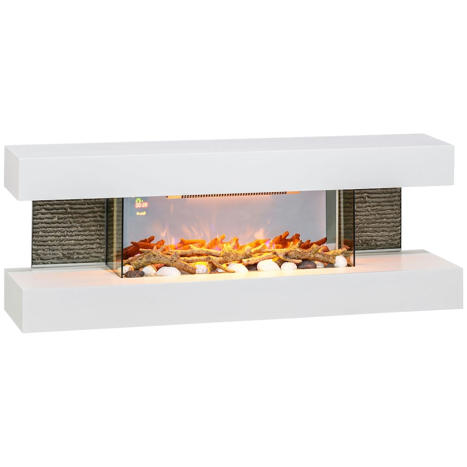 image 1 of HOMCOM 2000W Wall Mounted Electric Fireplace, Freestanding, 2000W, White