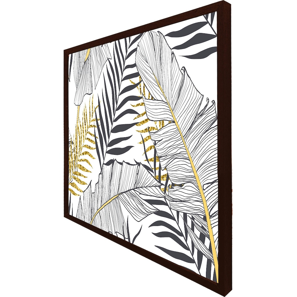image 1 of Gold & black leaves (Picture Frame) Grey | S