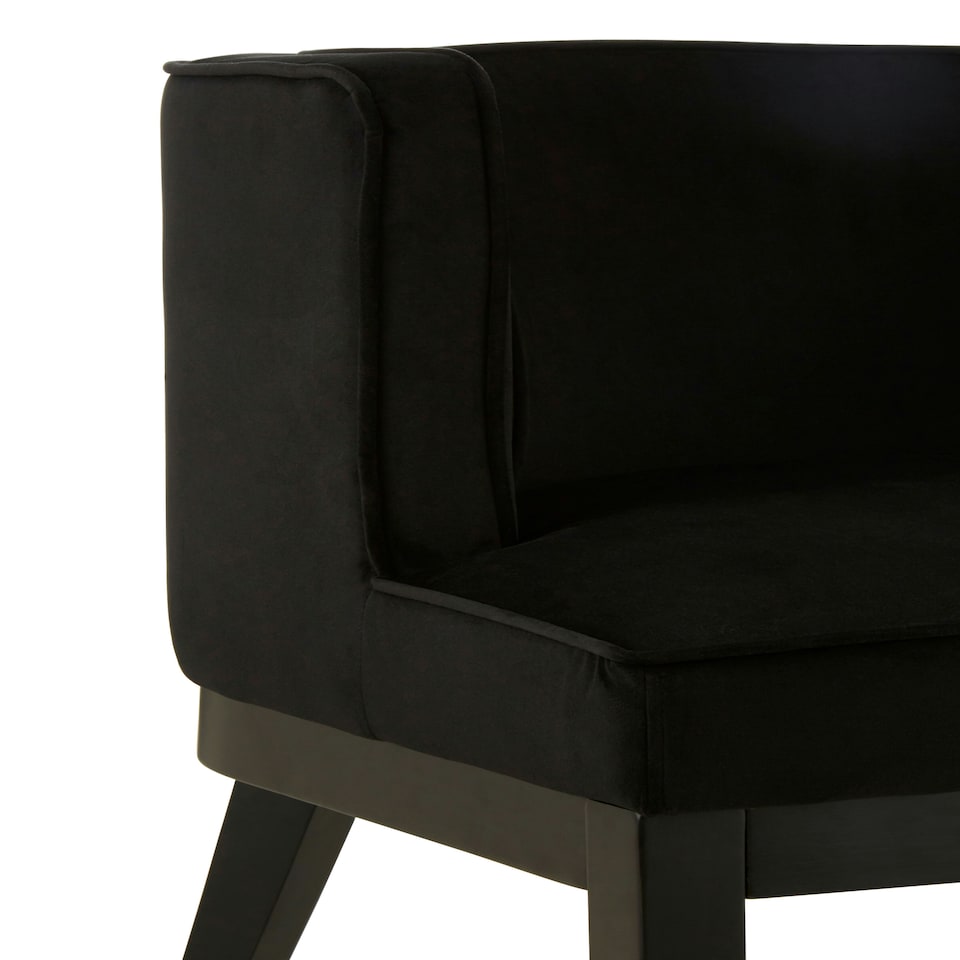 image 1 of Interiors by Premier Black Velvet Chair, Supportive Backrest Lounge Chair, Easy to Clean Velvet Accent Chair, Space-Saving Small Chair