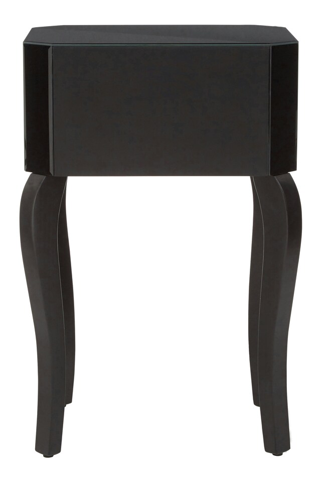 image 1 of Interiors by Premier Black Mirrored 1 Drawer Side Table, Dark Wood Side Table, Mirrored Side Table, Black Side Table with Storage | Black