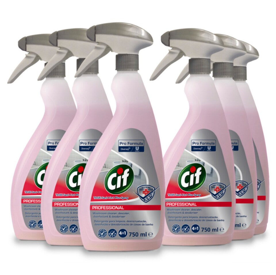 image 1 of 6x Cif Pro Formula 4 in 1 Plus Washroom Cleaner Liquid 750 ml