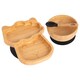 image 1 of Tiny Dining Children's Bamboo Suction Llama Dinner Set - Black