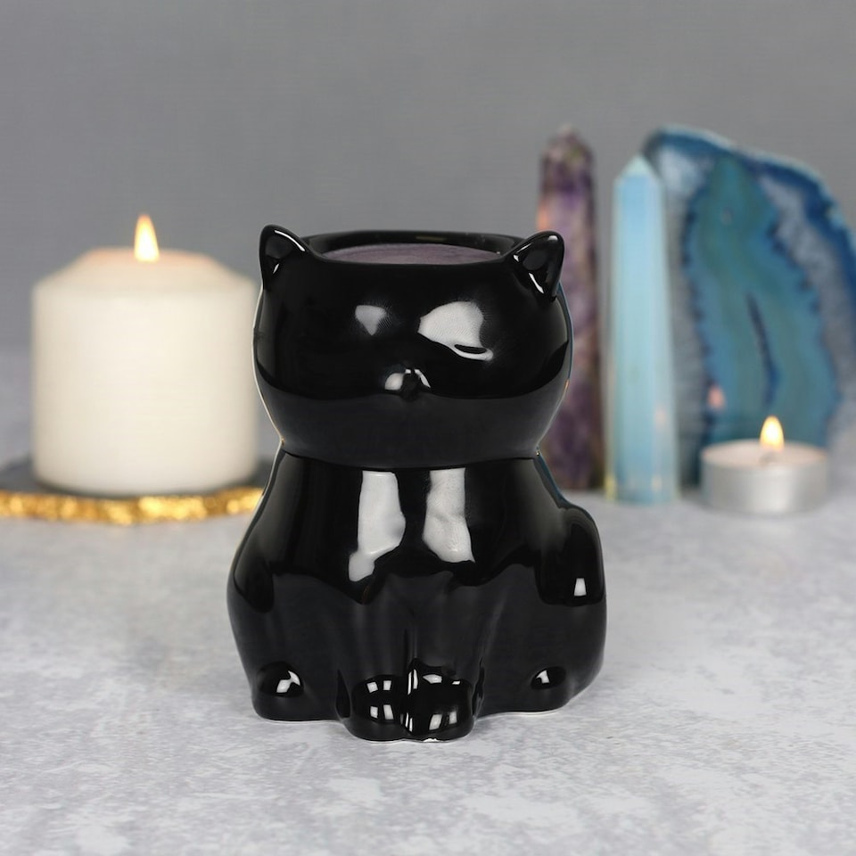 image 1 of Something Different Cat-Shaped Oil Burner - Black - One Size