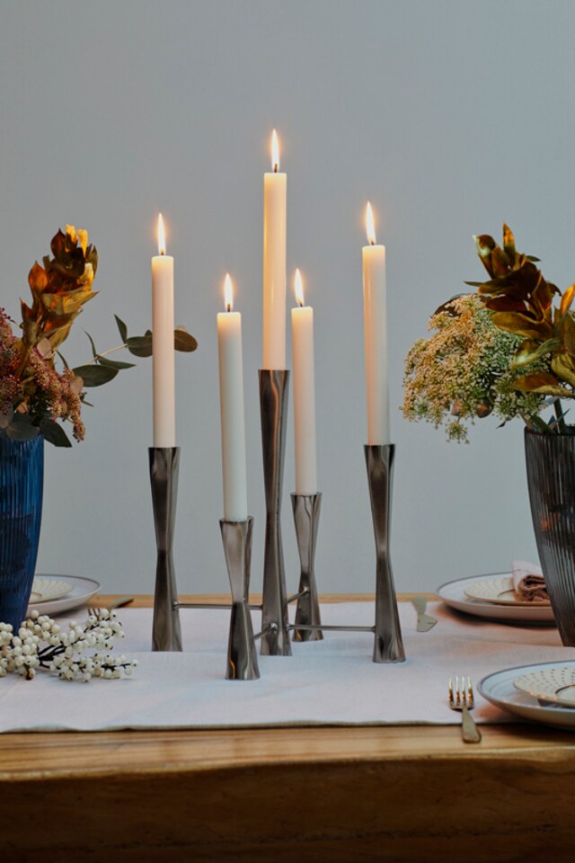 image 1 of Parker 5 Piece Candle Centerpiece - Mild Steel - L27 x W27 x H42 cm - Silver | Silver | 1