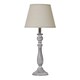 image 1 of Hill Interiors Dunum Column Linen Table Lamp (UK Plug) - White - 44cm x 13cm x 13cm