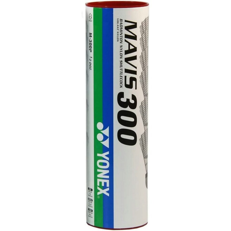 image 1 of Yonex Mavis 300 Nylon Shuttlecock (Pack of 6) - White/Red - One Size