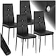 image 1 of Dining Chair Set - high backrest, slim steel legs & rhinestone highlights - Set of 4 Black