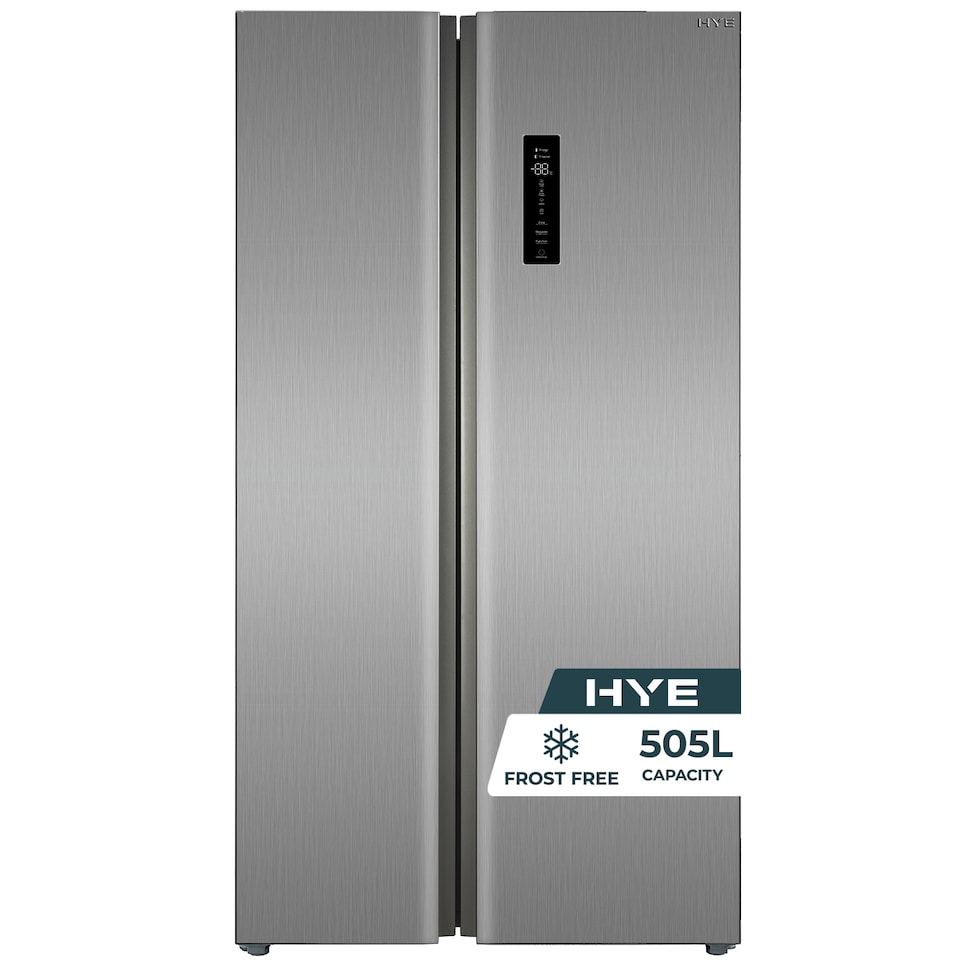 image 1 of HYE 505 Litre Frost Free American Fridge Freezer, 92cm, Inox - RF01AM505DS07