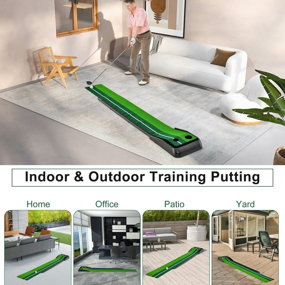 image 1 of COSTWAY 250CM Putting Professional Golf Practice Turf