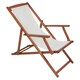 image 1 of Charles Bentley Folding FSC Eucalyptus Wooden Deck Chair Beach Sun Lounger - Cream