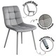 image 10 of Dining Table with 4 Grey Velvet Chairs Stone Grey Effect Wood Table Set for Dining Room Grey