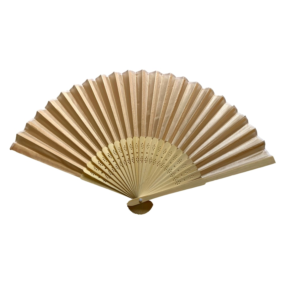 image 1 of Ivory Paper Hand Held Bamboo and Wooden Fan
