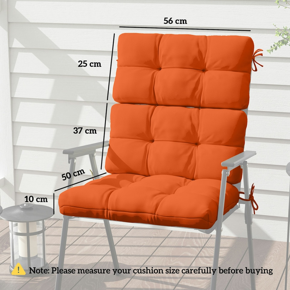 image 1 of Outsunny 2pc Outdoor Seat Cushion with Backrest, Ties, for Garden, Orange Orange | Orange
